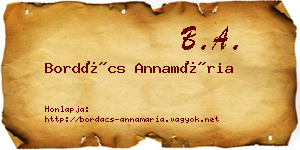 Bordács Annamária névjegykártya