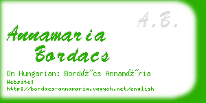 annamaria bordacs business card